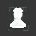3D Alien Creature Bust With Gray Jacket Unique Head And Glowing Facial Lines