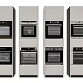 Sleek Modern Built In Kitchen Appliances Featuring Multiple Double Ovens 3d model