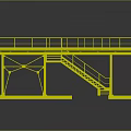 Modern Furniture Platform With Red Top White Railings Pink Stairs Yellow Columns And White Base