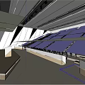 Modern Conference Room Interior Design With Tiered White Seats Lectern And Large Screen