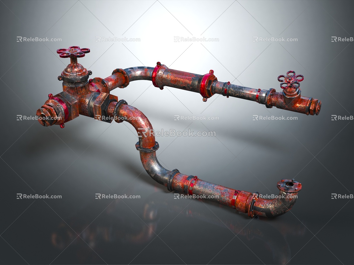 Industrial LOFT water pipe pipe valve iron pipe 3d model