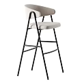 Modern Minimalist Bar Stools With Black Metal Frame And White Upholstered Seat