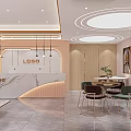 Modern Beauty Salon Interior With Reception Desk Logo And Seating Area