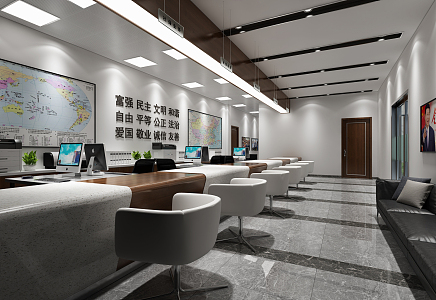 Modern Hall Office Area 3d model