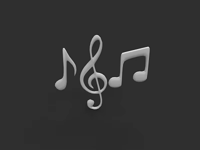 Detailed Musical Note Carving with Treble Clef and Notes Design 3d model