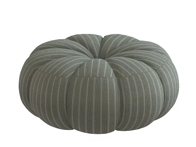 Gray Striped Pumpkin Shaped Round Cushion For Home Living Room Decor 3d model