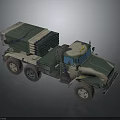Military Heavy Duty Truck With Green Camouflage Multiple Rocket Launcher System Design
