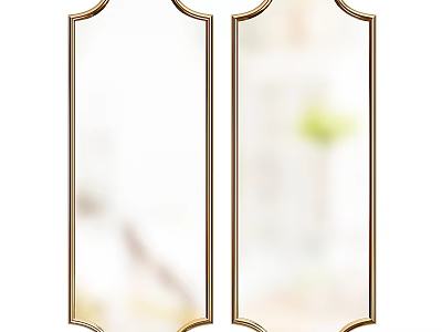 Pair of Gold Framed Rectangular Mirrors as Elegant Wall Decor for Home Interiors 3d model