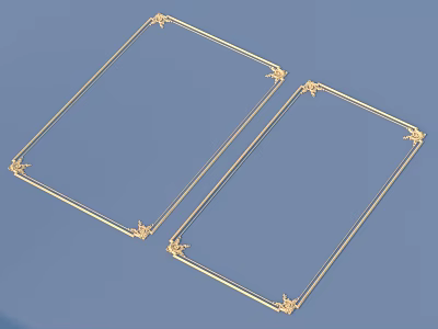 Set of Two Golden Gypsum Coving Frames with Ornate Corner Designs 3d model