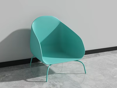 Turquoise Leisure Chair with Sleek Curved Back and Metal Legs in Modern Indoor Space 3d model