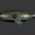 Green Circular Equipment With Yellow Flowers White Label Marks And Scraper Tool