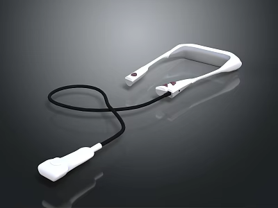 Modern White Wireless Neckband Headphones With Black Cable And Earbuds 3d model