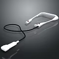 Modern White Wireless Neckband Headphones With Black Cable And Earbuds