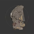 Rustic Stone Scene Component Featuring Iron Door Steps And Platform