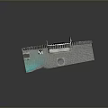 Traditional Chinese Architecture Model Featuring Gray Brick Walls Tile Roof Wooden Door And Street Lamp