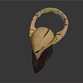 Futuristic Golden Helmet with Streamlined Structure Shiny Metallic Finish and Modern Design