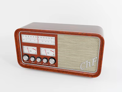 Retro Wooden Radio Speaker With Classic Dials And Control Knobs Design 3d model