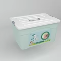 Decorative Ornament Set Storage Box Light Green Body White Lid Handle Cartoon Pattern 4L Capacity