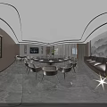 Commercial Kitchen With Stainless Steel Refrigerators Worktables Sinks White Tiled Walls And Metal Shelving Racks