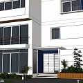 Modern Single Family Villa Exterior With Large Glass Windows Courtyard And Mountain View