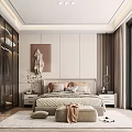 Modern Minimalist Bedroom Interior With Large Glass Wardrobe King Bed And Floor To Ceiling Windows
