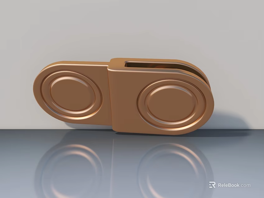 Copper Metal Hinge With Circular Plates For Hinged Door Design 3d model 