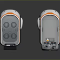 Modern Silver And Orange Equipment With Control Panels Buttons Display Screen And Blue Indicators