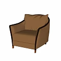 Beige Fabric Sofa Stool With Wooden Frame And Armrests In Modern Design