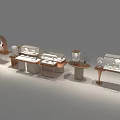 Elegant Jewelry Store Interior With Glass Display Cases And Wooden Podiums