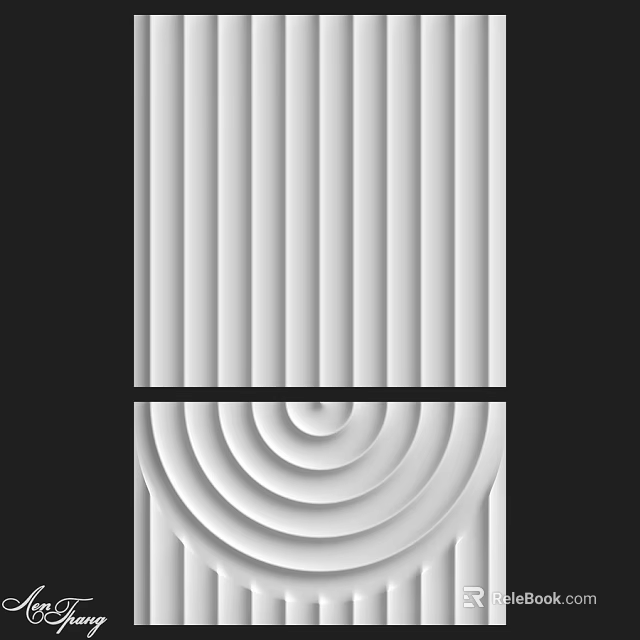 Modern Textured Wall Design With Vertical Stripes And Circular Patterns 3d model 