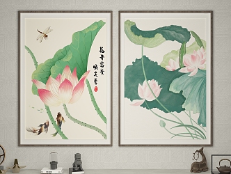 New Chinese Plant Painting Lotus Hanging Painting 3d model