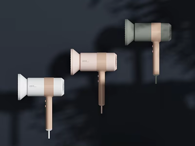 Stylish Modern Hair Dryers With Various Colors And Sleek Designs For Daily Use 3d model