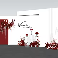 Elegant Wedding Ceremony Setup With Red White Flowers And Welcome Sign 3d model