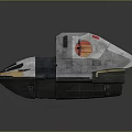 Sci Fi Spaceship Model With Gray White Orange Red Exterior And Sleek Cockpit Design