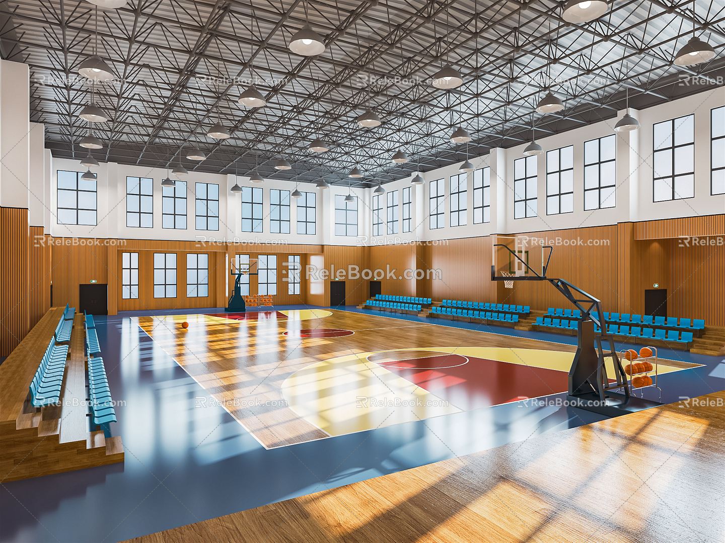 Modern Basketball Court Basketball Hall Sports Venue Gymnasium Basketball Rack Basket Basketball Basketball Game Venue 3d model