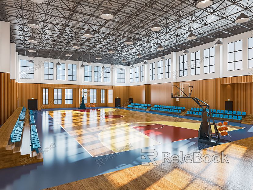 Modern Basketball Court Basketball Hall Sports Venue Gymnasium Basketball Rack Basket Basketball Basketball Game Venue model