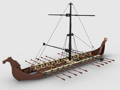 Lego LEGO Toy Building Blocks Boat Ancient Warship Wooden Boat Building Boat Windboat Retro Warship Retro Boat Pirate Boat 3d model