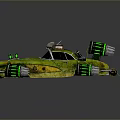 Custom Yellow Green Modified Car With Glowing Green Wheels And Roof Devices