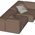 Light Brown Leather L shaped Sectional Sofa With Modern Design And Soft Pillows