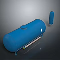 Blue Horizontal Storage Tank With Vertical Cylinder Component For Industrial Applications