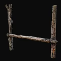 Natural Wooden Frame Structure With Tree Branch Posts And Solid Wood Beam