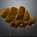 Golden Flaky Buttery Croissant Freshly Baked With Crispy Layers On Dark Background