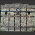Vintage Wooden Storage Chest With Metal Straps And Rivets Design