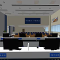 Monitoring Room Interior Design With Rows Of Control Desks And Surveillance Monitors