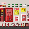 Comprehensive Fire Equipment Display with Mini Fire Station Cabinets Extinguishers Hydrants and Emergency Lights
