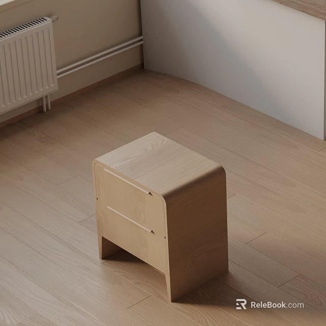 Simple Modern Wooden Bedside Table With Drawer On Light Wood Floor 3d model 