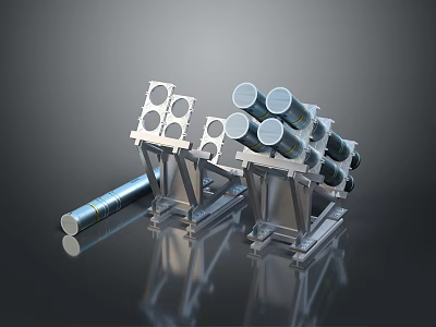 Industrial Mechanical Components Assembly With Cylindrical Tubes And Metal Support Frames 3d model