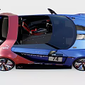 Volkswagen Race Car With Blue Red Gradient Body 74 Number Aerodynamic Design And Rear Wing