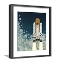 Framed Landscape Art Featuring Rocket And Space Shuttle Launching Through Clouds 3d model