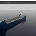 Blue Cargo Ship Sailing on the Open Ocean Loaded with Bulk Cargo 3d model